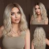 Synthetische Lace Front Perücke Schulterlang Ombre Blond Wellige Perücken für Weiße Frauen Mittelscheitel Lockige Perücke Natürliche Frisuren