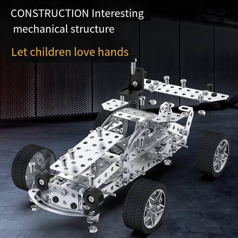 Creative 3D Metal Assembly Building Block Excavator Model Bulldozer Engineering Vehicle MOC Brick Nut Assembly Toy Boy Gift