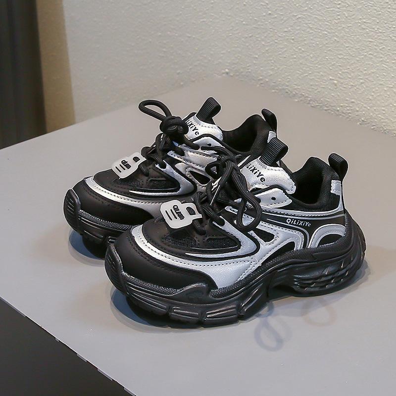 

Детская спортивная обувь мужская и женская обувь для пап, низкие нескользящие легкие спортивные кроссовки для мальчиков и девочек, повседневная и удобная мягкая подошва 25 чёрный