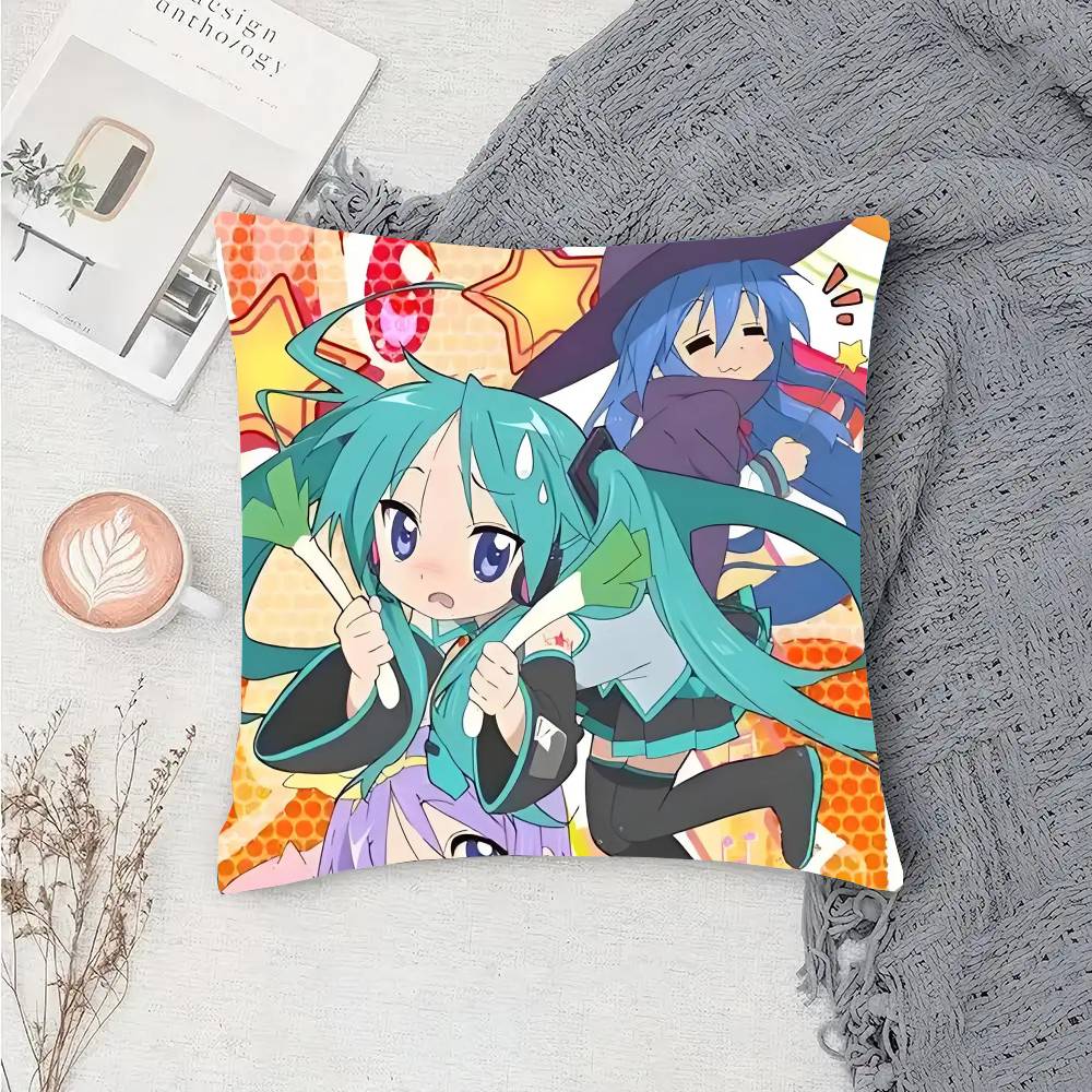 Anime Lucky Star Pillow Case Fashion Square Pillowcase Bedroom Sofa Room Ins Decoration Leisure