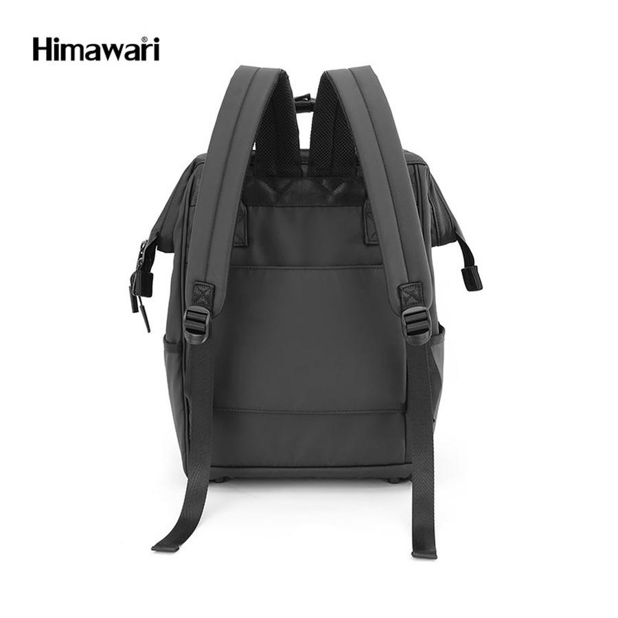 Black Backpack Made of Waterproof Nylon, Equipped with a USB Port and Stabilizing Feet On the Bottom - Himawari