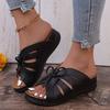2025 Women Solid Color Lace Up Platform Sandals Fashion Soft Sole Slippers Versatile Summer Wedge Slippers