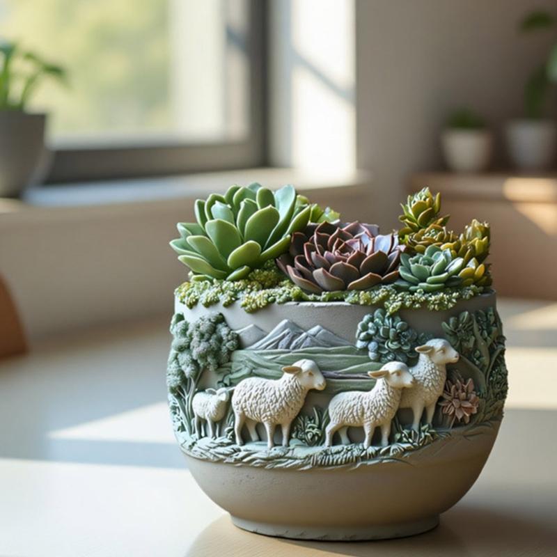 Handcrafted Silicone Goat Mold Silicone Texture for Unique Resin Art Creations Decorative Planters and Present Making