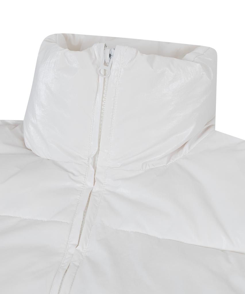 Ironyporno Whiteline 86-Iro339 Essential Glossy High-Neck Short Padded Jacket White