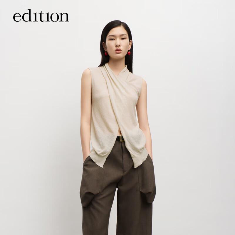 Edition Sleeveless Cross-Design Wool Sweater