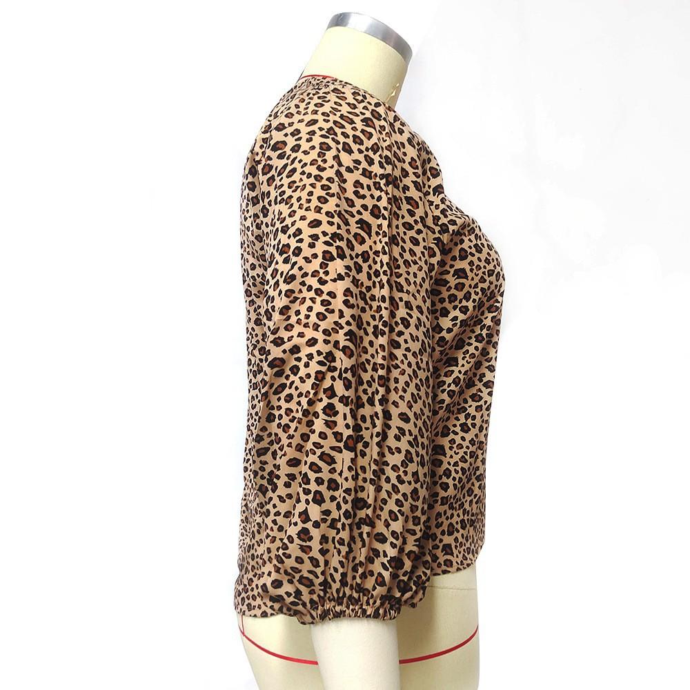Spring and Autumn Women's Blouse Large Size Lantern Sleeve Loose Printed Shirt Long Sleeve Top