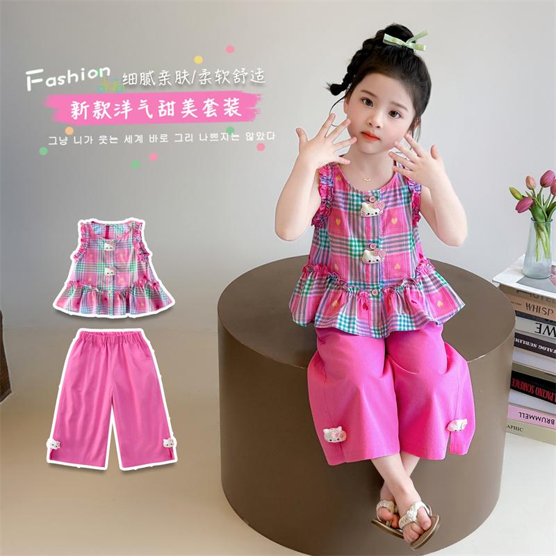 Girls' Thin Vest Set for Summer 2026 New Style Baby Stylish Summer Clothing Children's Casual Two-piece Set