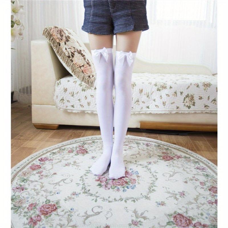 Sexy Thigh-High Bow Stockings for Women Pantyhose Breathable Black White Stocking Thigh Over Knee Stockings Cosplay Gifts