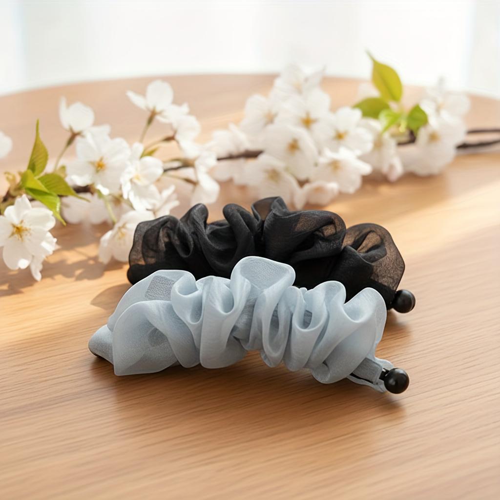 

2pcs Women Crinkle Chiffon Hair Clips for Thick Hair Voluminous High Ponytail Twist Wrap Updo Styling Barrette 2pcs