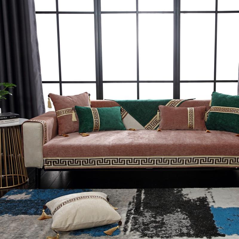 

Четыре сезона Новый китайский стиль шенилл диванная подушка современный минималистский однотонный диванная подушка чехлы 70*180