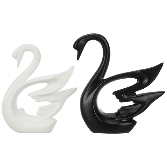 Swan Pair Ceramic Art Figure | Beautiful Home Decor (Set of 2)