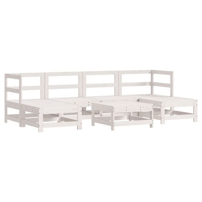 VidaXL Salon de Jardin 7 pcs, Canapés avec Repose-pied, Ensemble de Meubles avec Table Basse Patio Terrasse, Rustique, Blanc 3186362