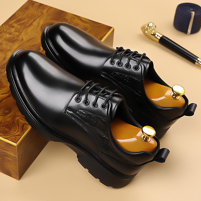 Fashion Men's Business Formal Thick-soled Lace-up Commuter Work Shoes 2025 Autumn New Designer British-style Wedding Shoes for The Groom