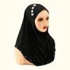 Women Jersey Instant Hijabs with Beading Muslim Hijab Caps Turban Cap Hair Wraps Turban Headband Bonnet Hijab Instant Hijab
