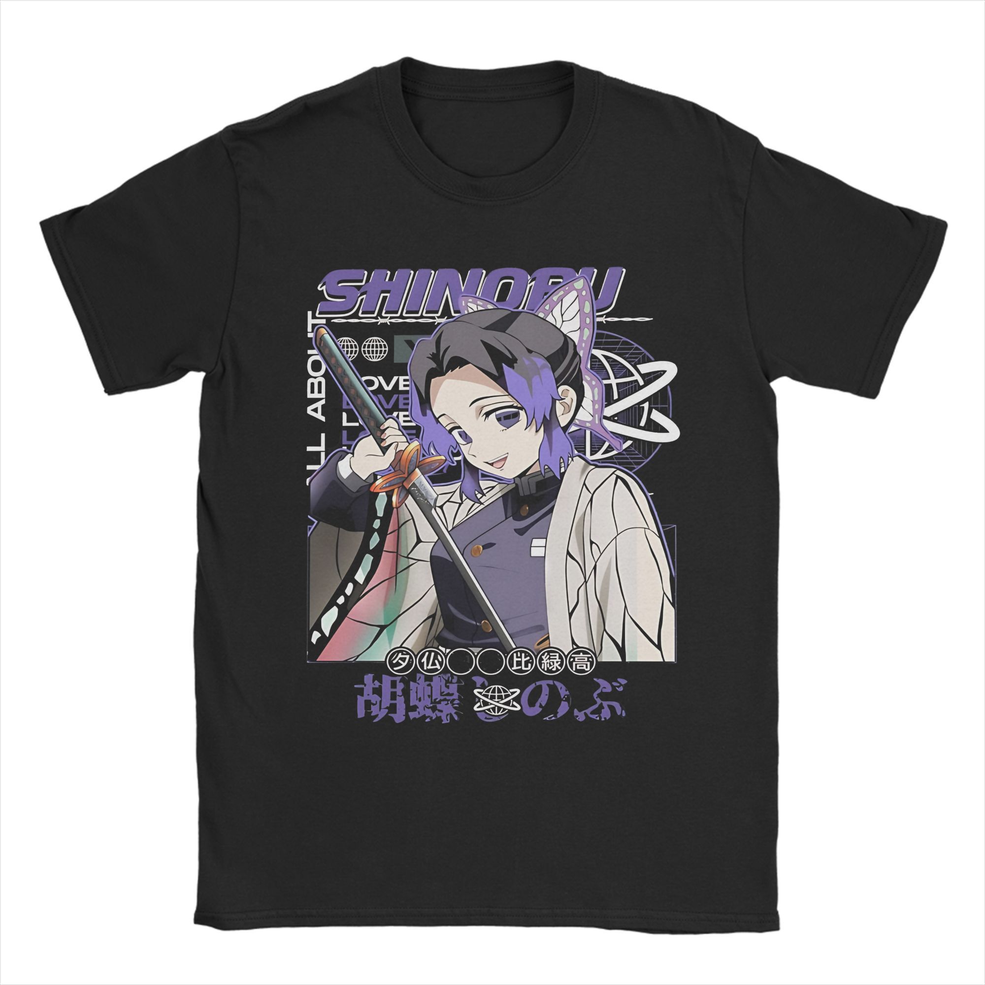 

Men Women Demon Slayer Anime T Shirts Shinobu Kocho Cotton Tops Hipster Short Sleeve Tee Shirt Birthday Present T-Shirt 4XL