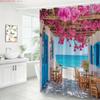 1pc Greek Mediterranean Coastal Shower Curtain Bathroom -   With Hooks Waterproof Mildew Proof Easy Install Washable