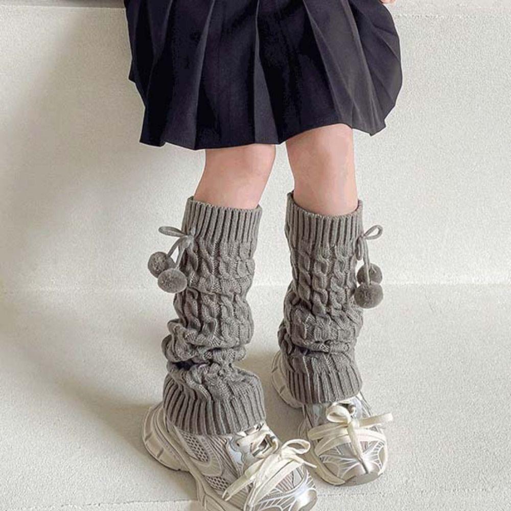 Korean Style Children's Sock Cover Plush Leg Cover Hairball Long Stacked Socks  Autumn and Winter