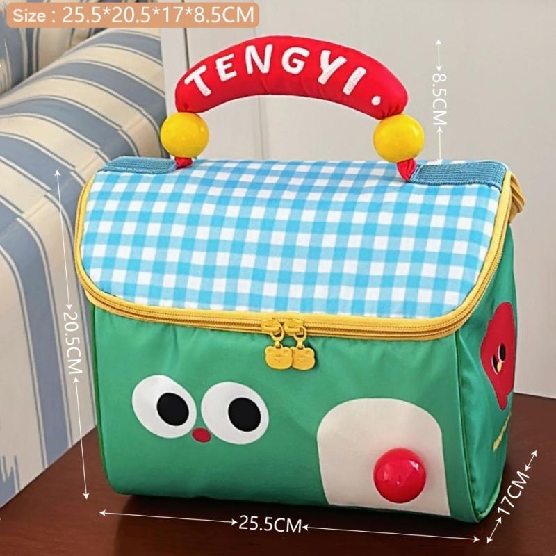 Cute Cartoon Cottage Makeup Bag Multifunctional Fresh-Keeping Handbag Insulated Large Capacity Lunch Box Bag