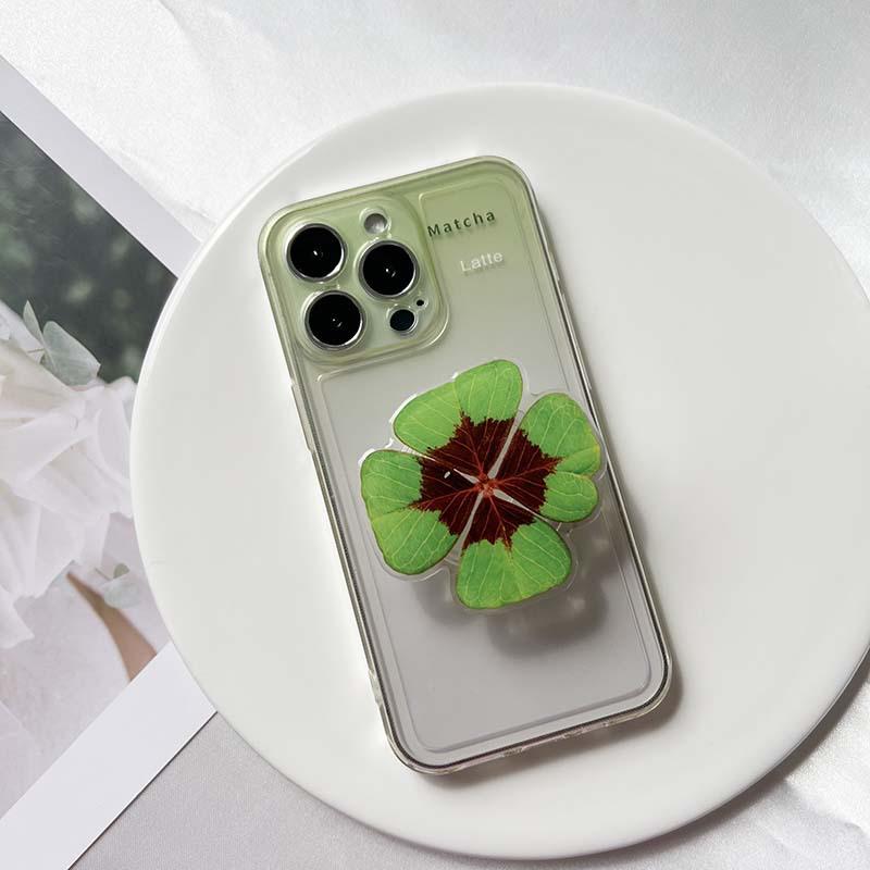 Najlepiej sprzedający się wysuwany stojak na telefon z motywem liścia i przezroczystym wykończeniem epoksydowym