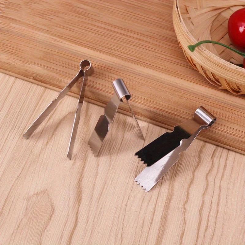 Damaly,2-Pack Stainless Steel Walnut Crisp Clip, Food-Safe Flower Tongs for Peanut, Pastry, Bun, and Pasta -Kitchen Baking Tools