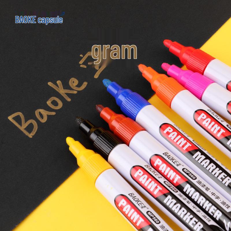 BaoKe MP560 Waterproof Fade-Resistant White Gold Paint Pen for Car Tire Touch-ups