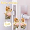 1Pair Cute 3D Animal Butt Stickers Cartoon Cat Anti Collision Sticker Soft Silicone Decal For Car Door Fridge Home Decoration