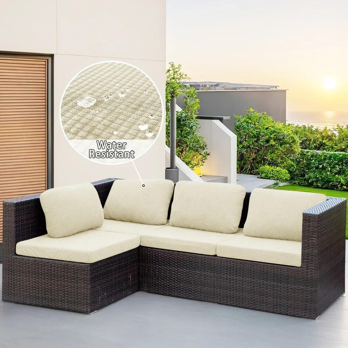 Wasserdichte Sofaschutzhülle Dehnbar Personenkapazität Für Familien-Lounge L-förmiges Sofa-Set Heim-Polsterbezüge Couch Dehnbare Hülle Ideal Backrest cushion