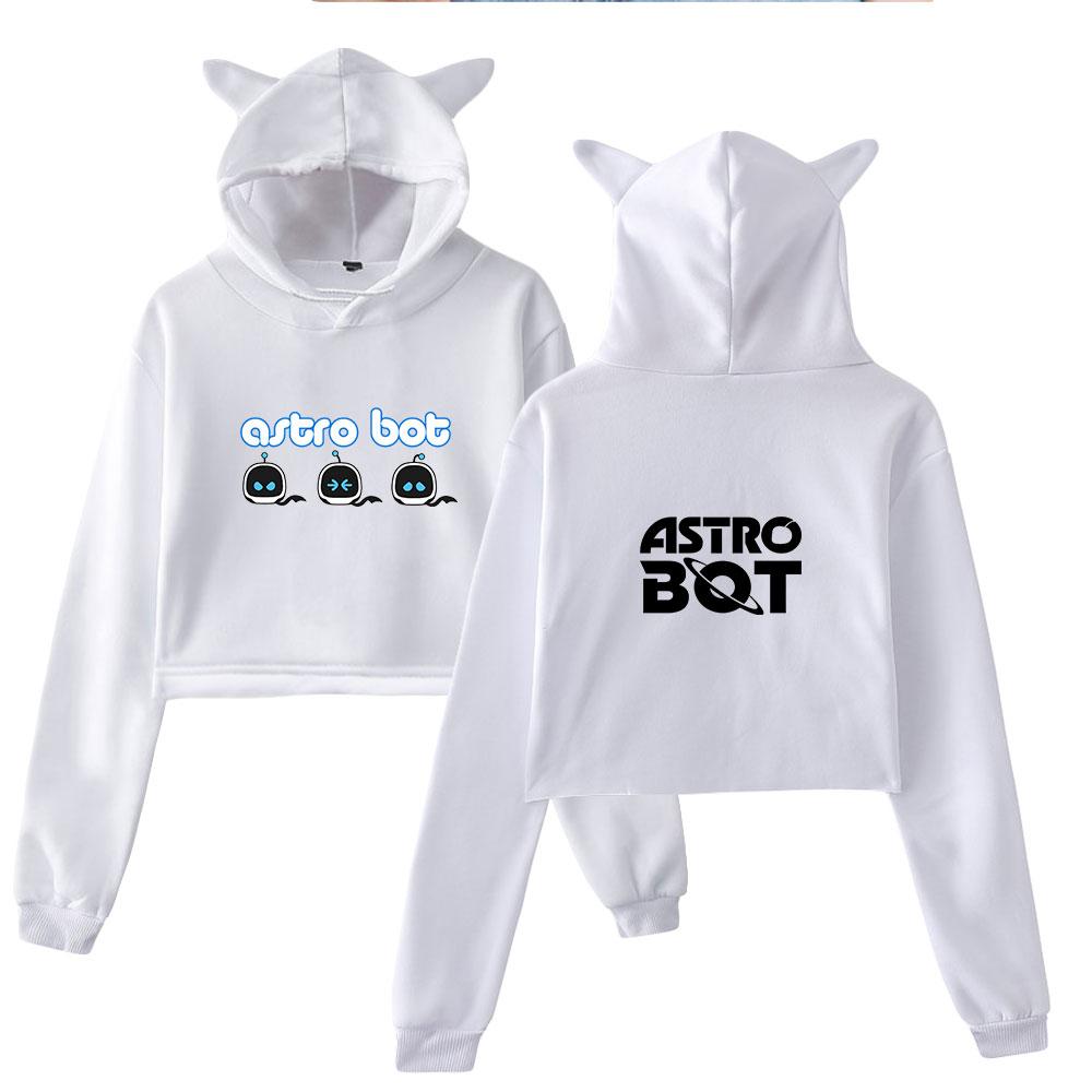 New Astro Bot Pullover Girls Casual Cat Cropped Hoodies Female Long Sleeve Sweatshirts Crop Top Women's Hoodie Sexy Tops