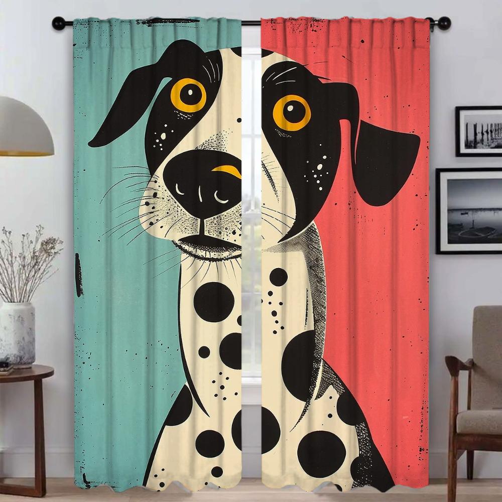 Portrait of a Dog Modern Living Room Curtains for Camera Partition Tulle for Bedroom Halloween Decoration Home Interior Curtains