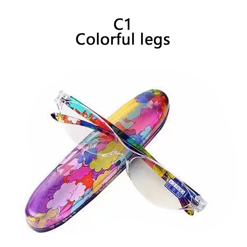 New Fashion Presbyopia Glasses Transparent Frame Flower Legs Cat-Eye High Definition Anti Blue Light Reading Glasses