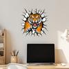 Removable Vinyl Wall Stickers 3D Tiger Stickers, Peel And Stick Roaring Decals, PVC Modern Decoration Ideas Art Mural Decor, Realistic Cracked Sticker