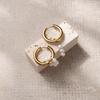 French Romantic 18k Gold-Plated Pearl Earrings - Elegant and Versatile Stainless Steel Design for Women