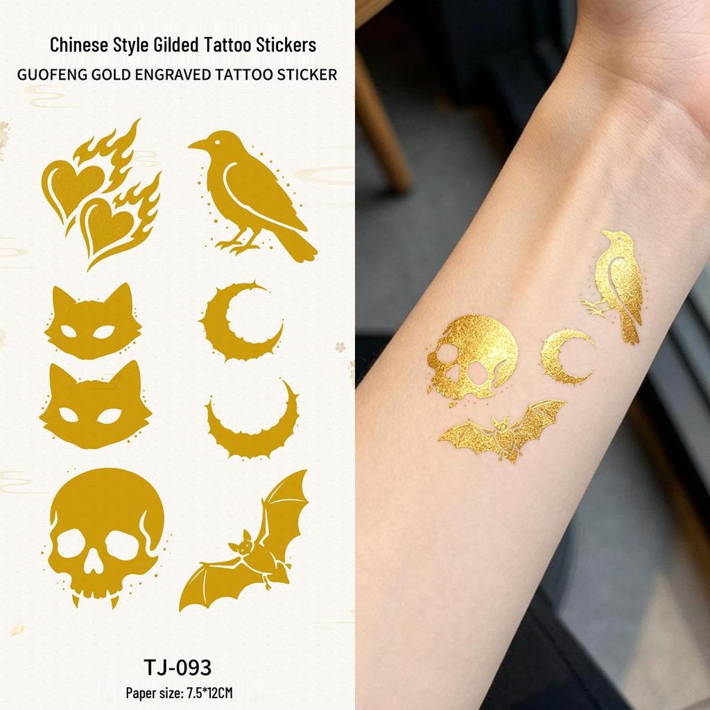 Chinese Style Waterproof Phoenix & Koi Tattoo Sticker - Long-lasting, Aesthetic Dunhuang Design for Arm & Collarbone