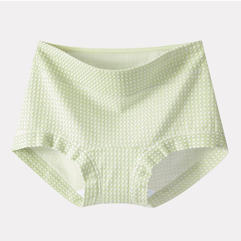Ladies Spring and Autumn Check Pattern 10A Antibacterial Extended Crotch Belly Lift Hip High Waist Triangle Briefs