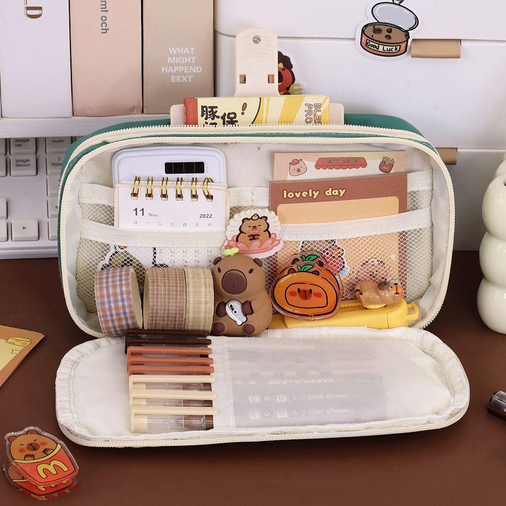 High Quality Black Cat Pen Bag Large Capacity Multilayer Stationery Bag Portable Pencil Case Back To School
