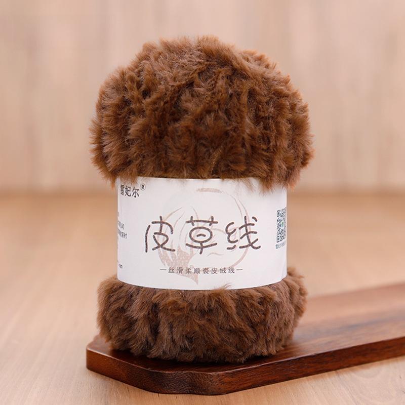 Hand Knitted Fur Yarn Long Hair Hat Scarf DIY Wool Yarn Simulation Fur Crt Material Autumn Faion Accories
