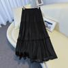 Spring 2026 Women's High-Waisted Skirt: Mid-Length Lace Ruffle, Elastic Waist, Slimming A-Line with Wide Hem.