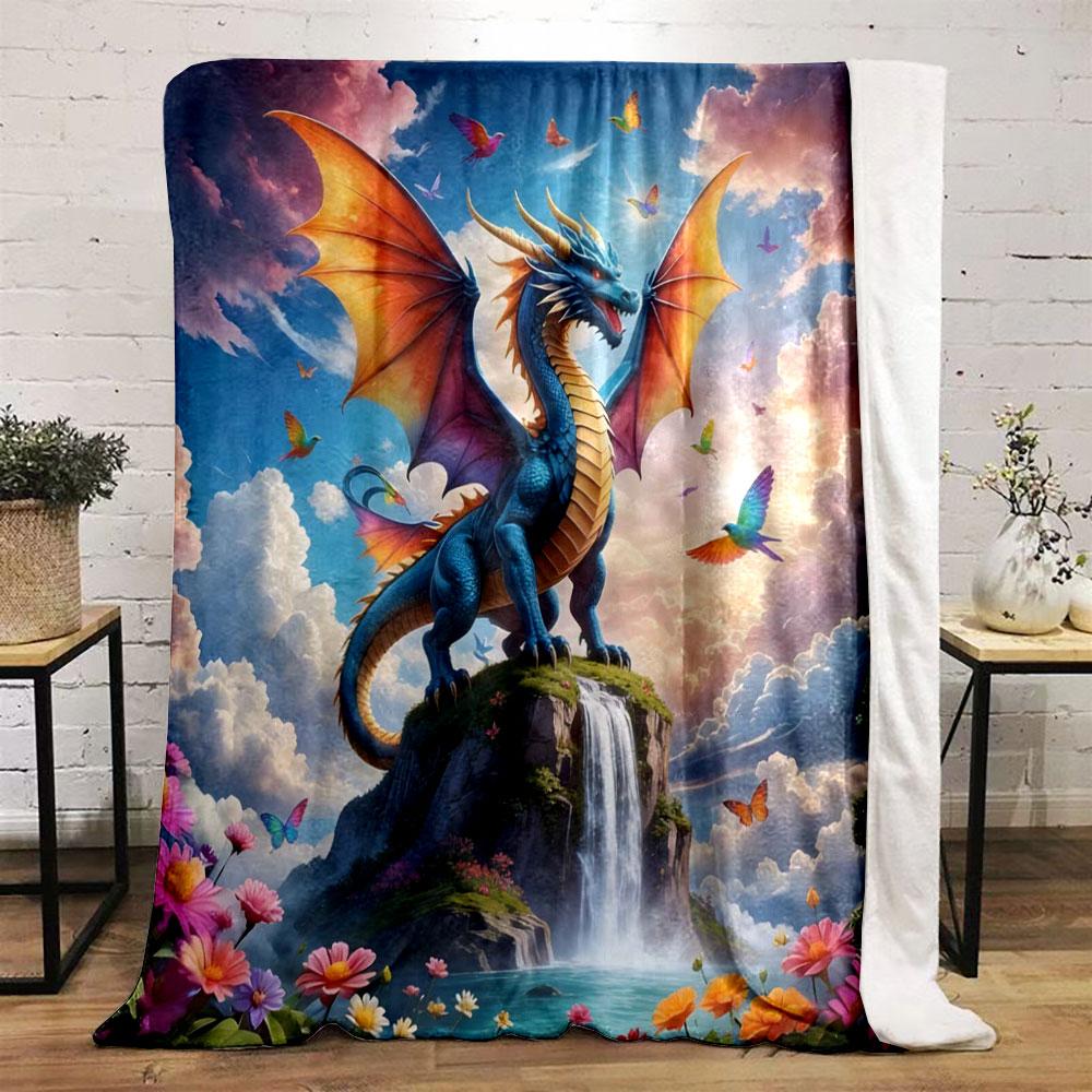 Dream Flying Dragon Print Warm Comfortable Blanket Home Travel Camping for Adults and Kids Multiple Size Options Available.