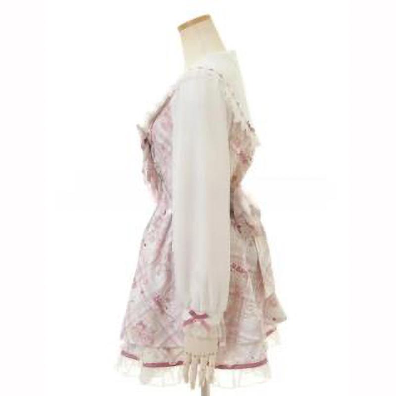 Wiosenna Sukienka Kawaii Lolita Damska Drukowana Kokarda Japońska Krótka Sukienka Imprezowa Sukienki z Wzorem Vintage