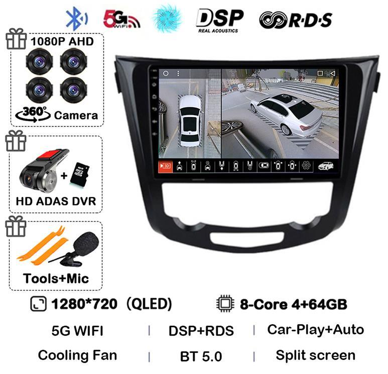 Android14 Car Radio Player For Nissan Qashqai J11 X-Trail Xtrail T32 Rogue Dualis 2013-2021 Support OEM BOSE 360 Auto Carpaly 4G
