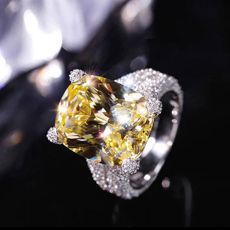 Eleganter Gelber Wassertropfenförmiger Kristall Strass Zirkon Damenring für Frauen Party Hochzeit Verlobung Schmuck Größe 6-10