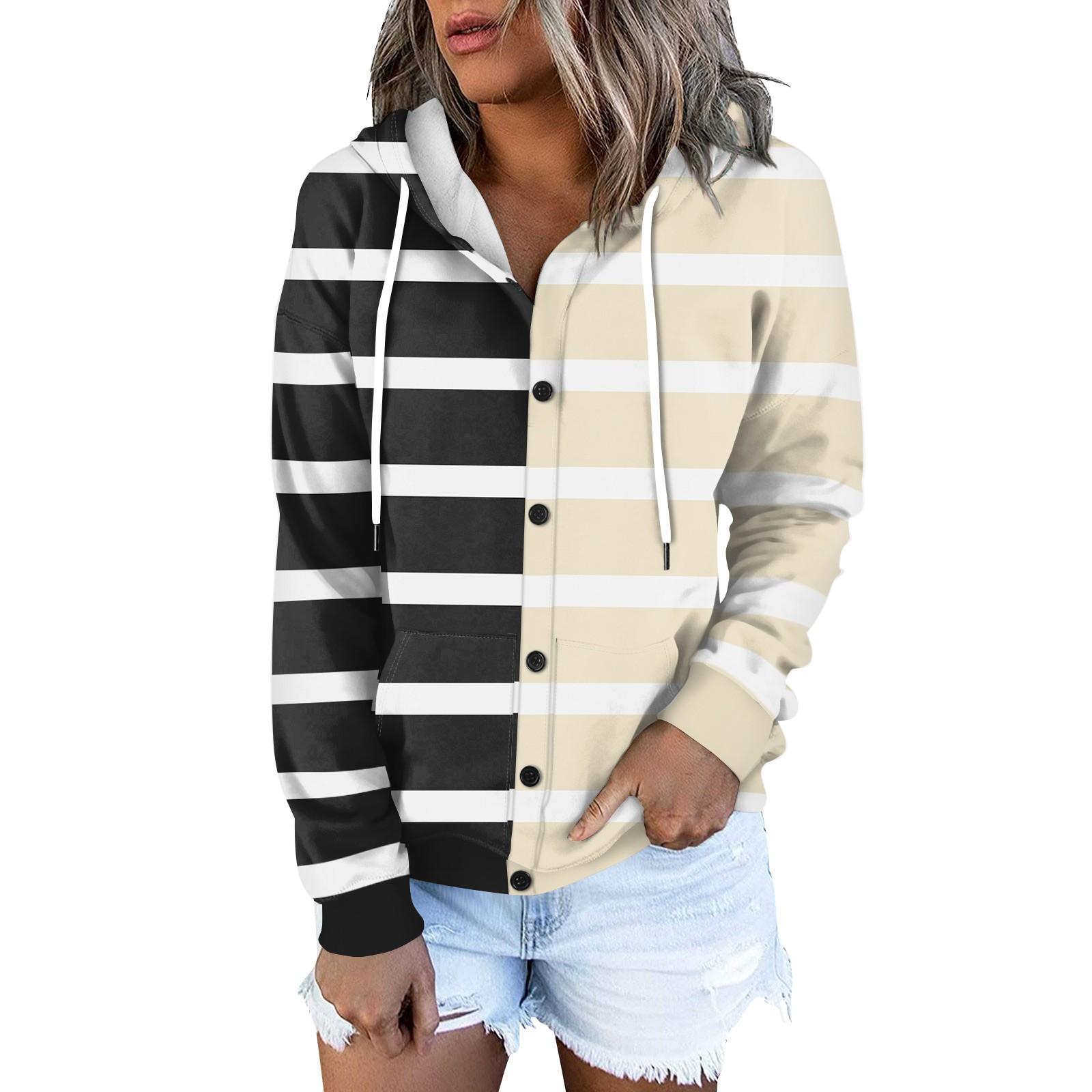 

Женская толстовка-куртка, классическая полосатая, с длинным рукавом, свободная, с капюшоном, спортивная куртка XL хаки