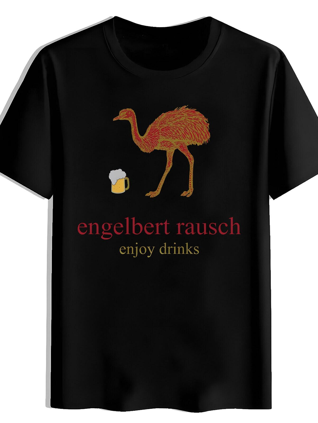 T-shirt Black with Engelbert Rausch Enjoy Drinks Graphic - Humorous Flamingo Design XXXL