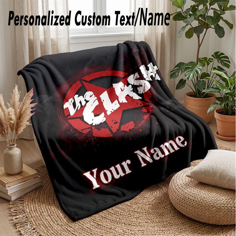 The Clash Custom Flannel Throw Blanket Print Your Name Text Soft Warm Blanket Holiday Present