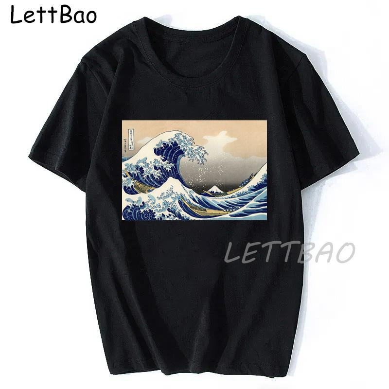 The Great Wave Off Kanagawa By Katsushika Hokusai Reproduction Print Graphic Tees Women Cotton T Shirt