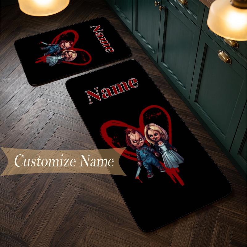 chucky (1) Customize Name Flannel Kitchen Mat Soft Non-Slip Kitchen Floor Runner Rug for Home Kitchen Decor