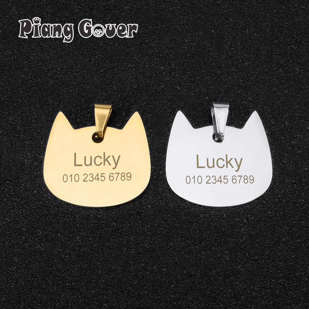Name Personalized ID Tags Cat Collar Golden Silvery Nameplate Engraving Custom Dog Name Anti-lost Pendant Pet Collar Accessories