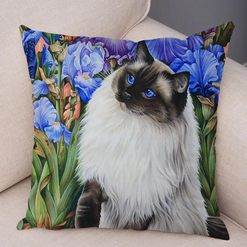 Pet cartoon animal pillowcase sofa home car  cute watercolor cat cushion cover decoration