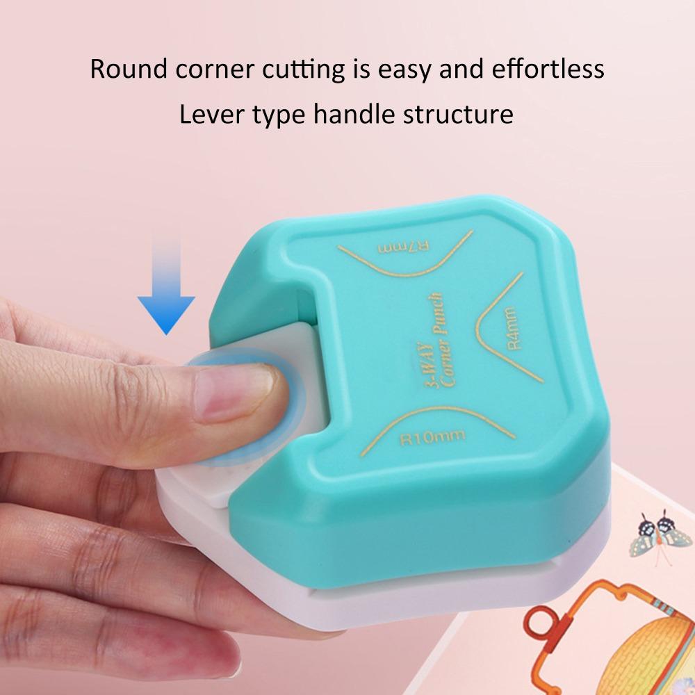 3 in 1 Corner Rounder Punch Mini Size Multi Angle Round Paper Punch Ergonomic Handle 4mm, 7mm, 10mm Mini Corner Trimmer