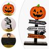 Halloween Wooden Tabletop Directional Sign Ghost Pumpkin Bat Freestanding Table Ornament Spooky Centerpiece Decor for Dining Table Party Holiday Gift